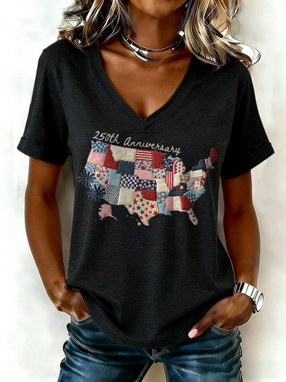 Women's casual retro American 250th  T-shirt