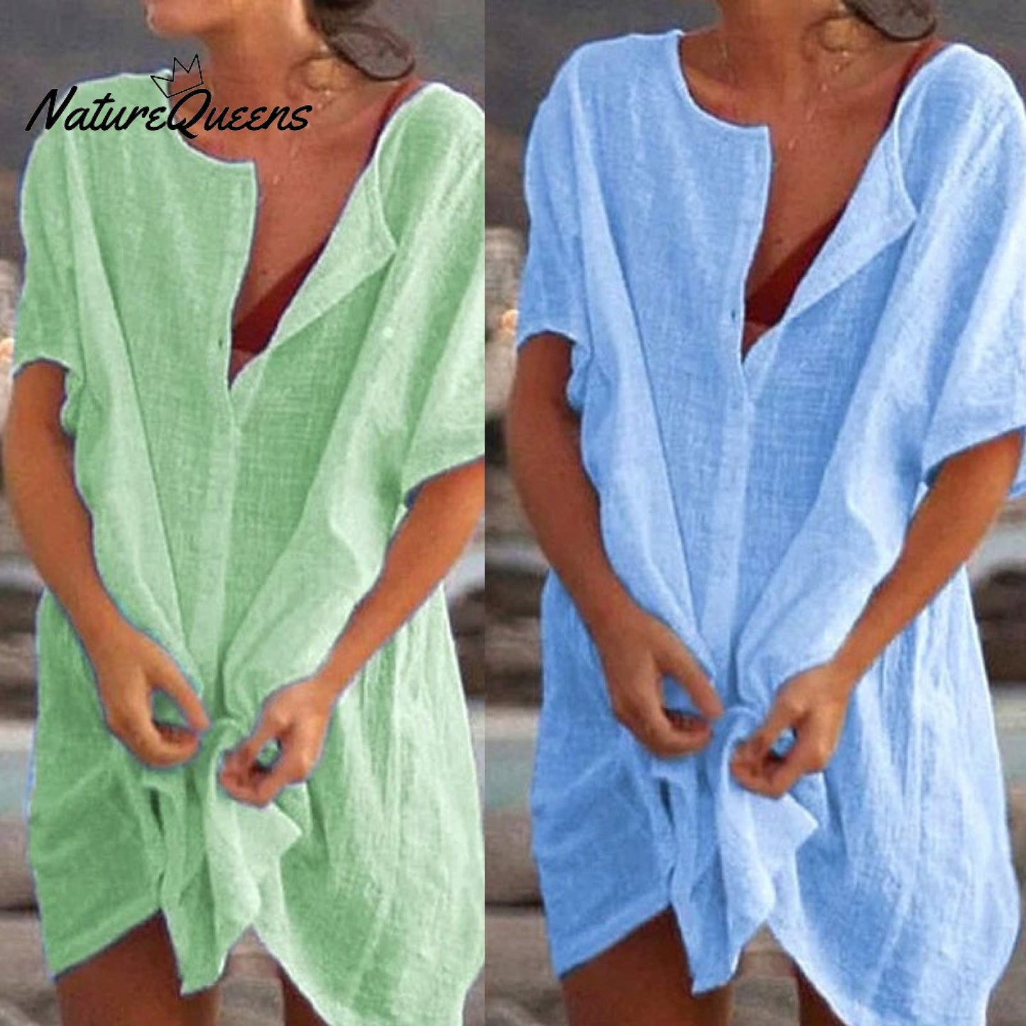 Summer Cotton Loose Short Dresses  Casual Women's  shirt