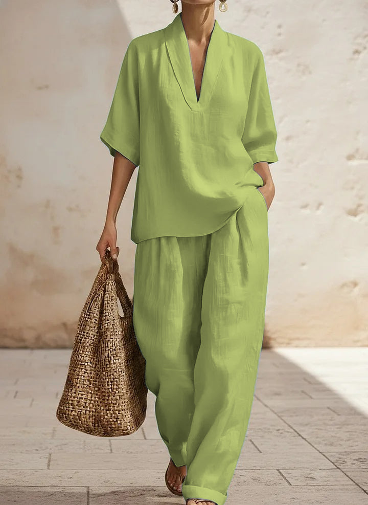 💥Women's Casual And Cozy Minimalist Linen Two-piece Set