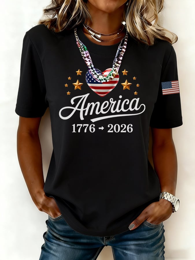 Women's casual American 250th Anniversary T-shirt