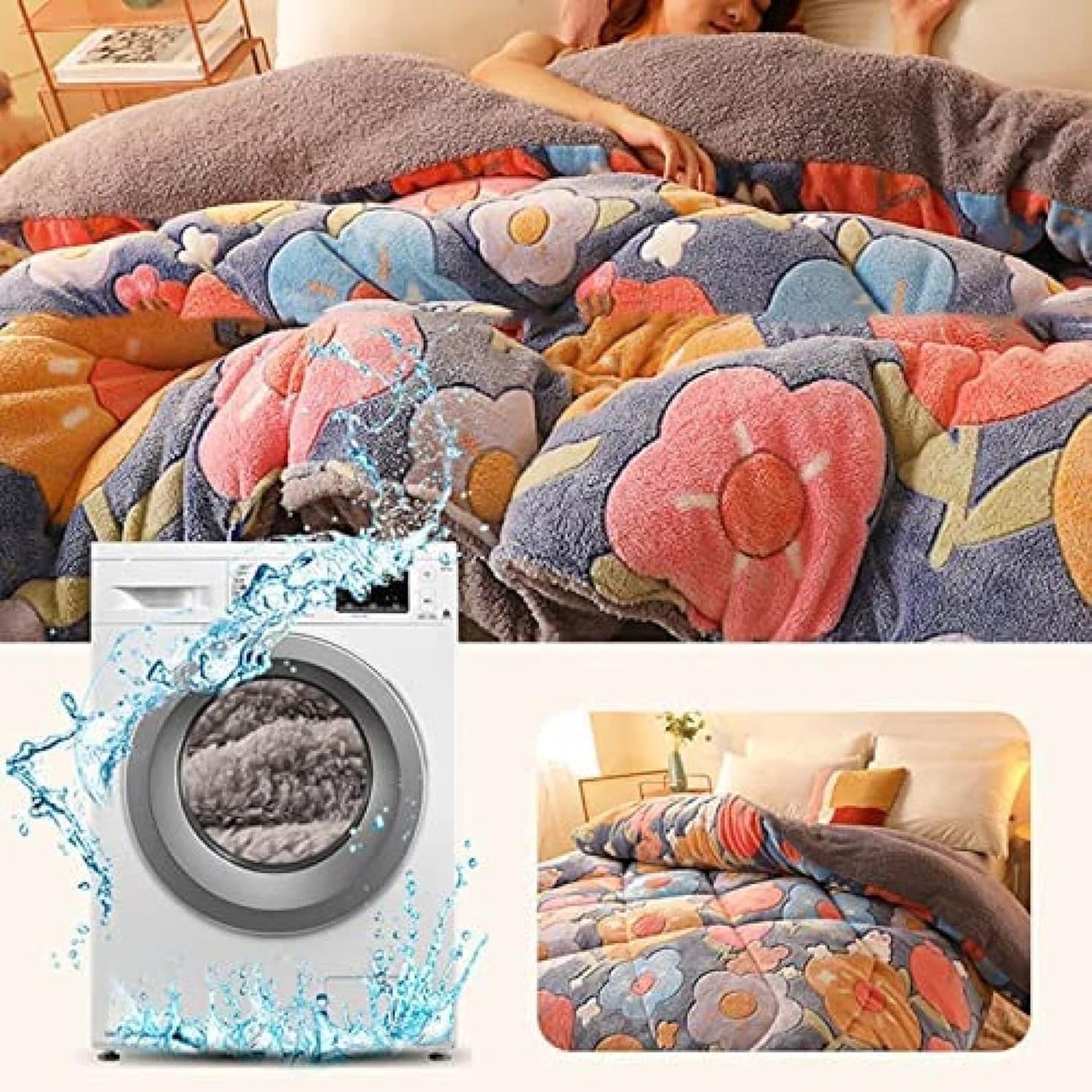 Thick warm cashmere blanket bedding hollow fiber down quilt