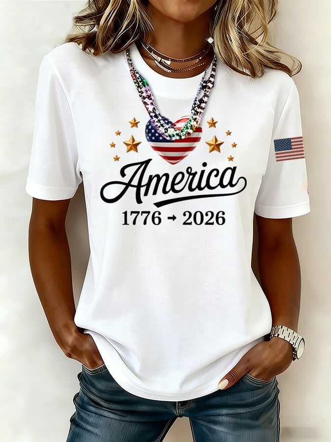 Women's casual American 250th Anniversary T-shirt