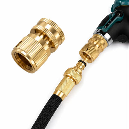 Garden Hose Quick Connector, 1 PCS Solid Brass 3/4 Inch GHT Thread Fitting (NO Sprayer), No-Leak Water Hose Female Adapter (No Male), Garden Hose Connectors