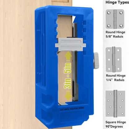 Door Hinge Jig - Door Hinge Cut Out Tool for Door & Cabinet Hinges, Adjustable Mortising Template Fits 2.5" to 5" Hinges with 1/4" & 5/8" Radius & Square Corner Tools