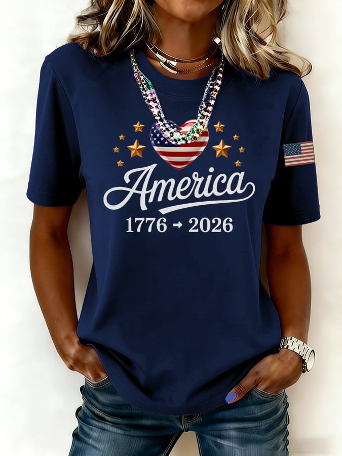 Women's casual American 250th Anniversary T-shirt