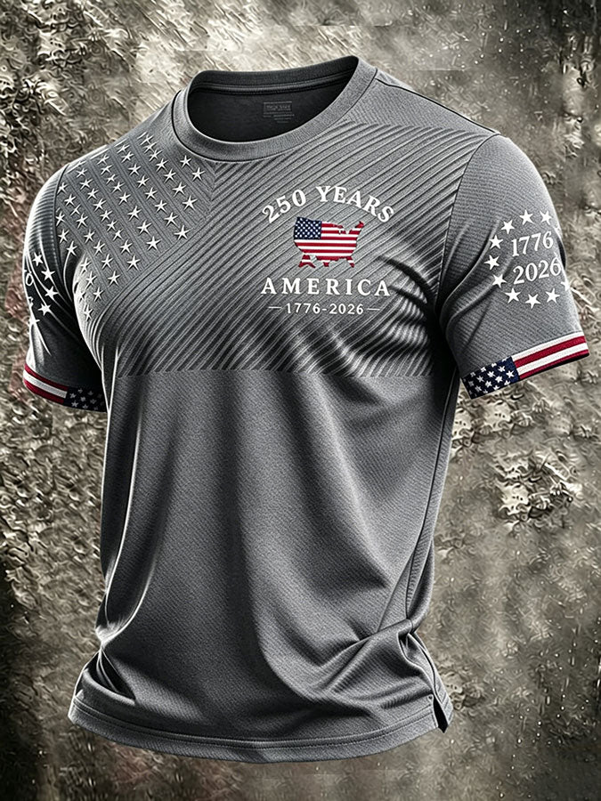Men's Patriotic American Flag Print T-shirt