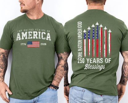 Men'S Casual American 1776-2026 Anniversary Printed Short Sleeved T-Shirt