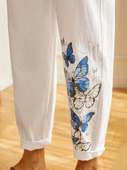 Butterfly Printed Casual Pants