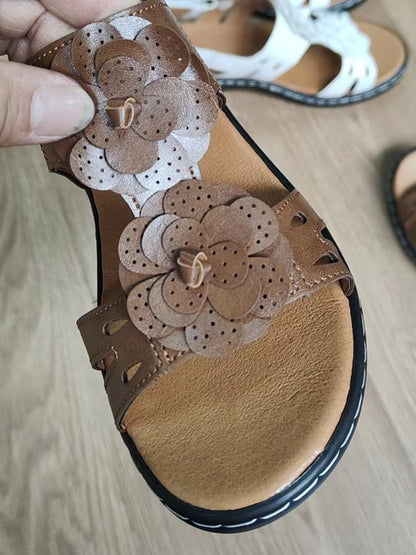 3D Floral Hollow Breathable Casual Velcro Sandals