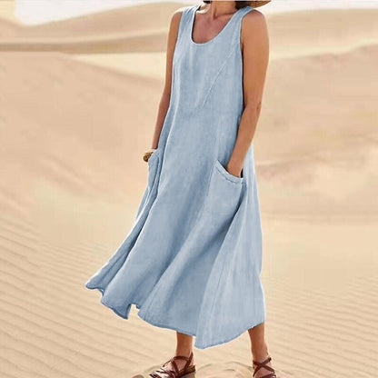 🔥50% Off Sale! Women's Sleeveless Cotton And Linen Dress