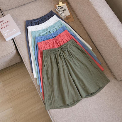 Women's Solid Color Casual Loose Cotton Shorts