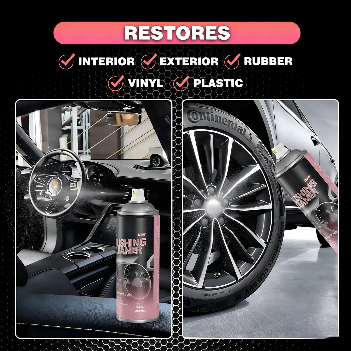 Car Interior Protectant Spray For Leahter and plastic One-Step Tire Shine Spray for Precise, Even Shine and Minimal Overspray ,15oz