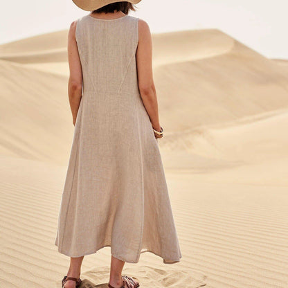 🔥50% Off Sale! Women's Sleeveless Cotton And Linen Dress