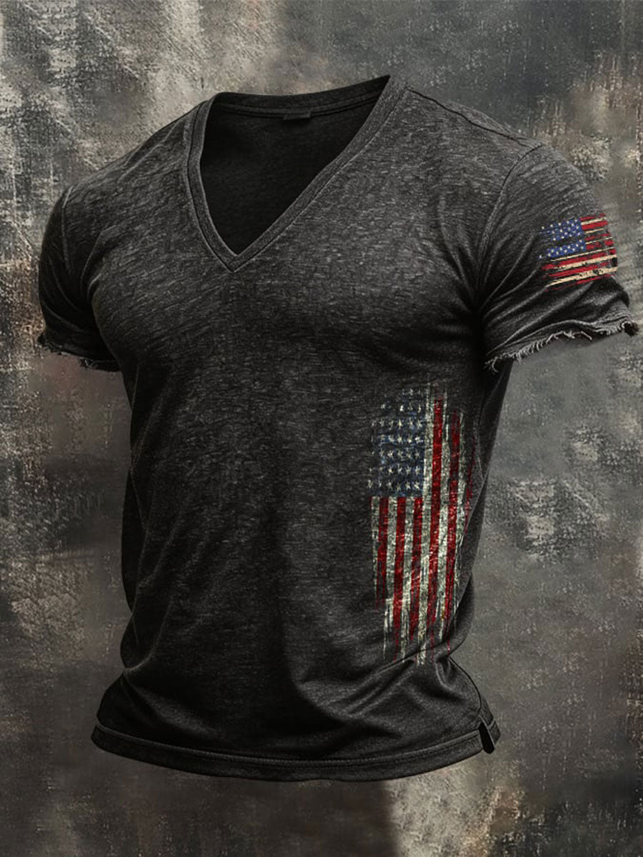 Men'S Retro Loose-Fitting Pure Cotton Comfortable Stretch Breathable T-Shirt