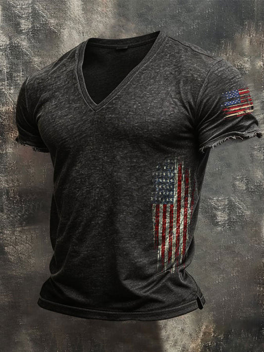 Men'S Retro Loose-Fitting Pure Cotton Comfortable Stretch Breathable T-Shirt