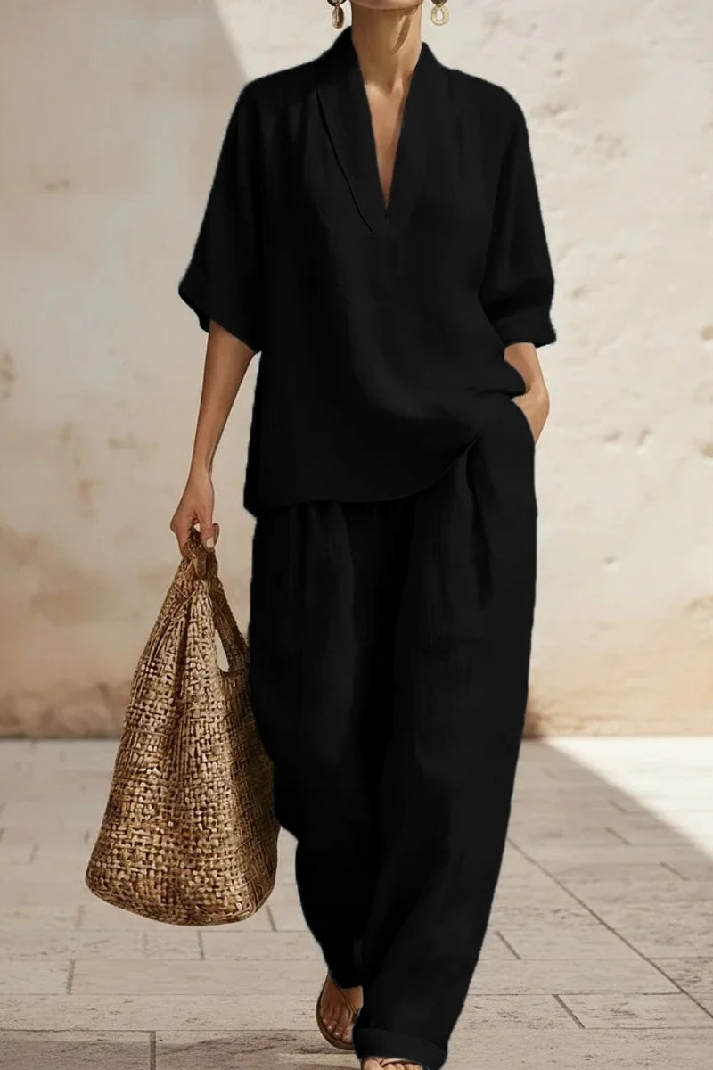 Women's Casual Cozy Minimalist Linen Two-piece Set