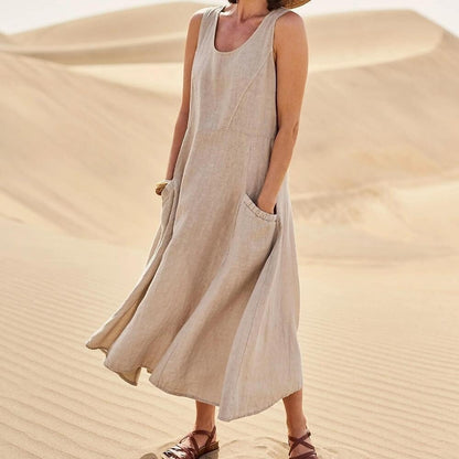 🔥50% Off Sale! Women's Sleeveless Cotton And Linen Dress