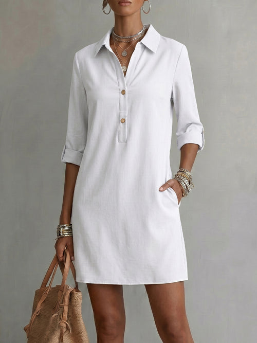 Women's Polo Shirt-collar 3/4-sleeve Dress