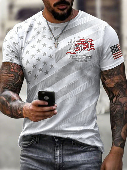 Men's Patriotic American Flag Print T-shirt