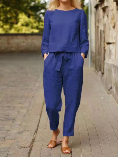 Women's Solid Color Fashion Leisure Suit Two-piece Set Suit