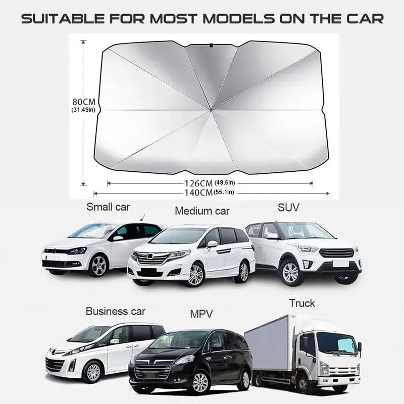 Car Front Windshield Sunshade, Multipurpose Car Glass Sun Shade, UV Blocker & Heat Reducer Car Sun Cover, Universal Easy-Fold Front Anti-UV Windshield Sunshade, Car Accessories