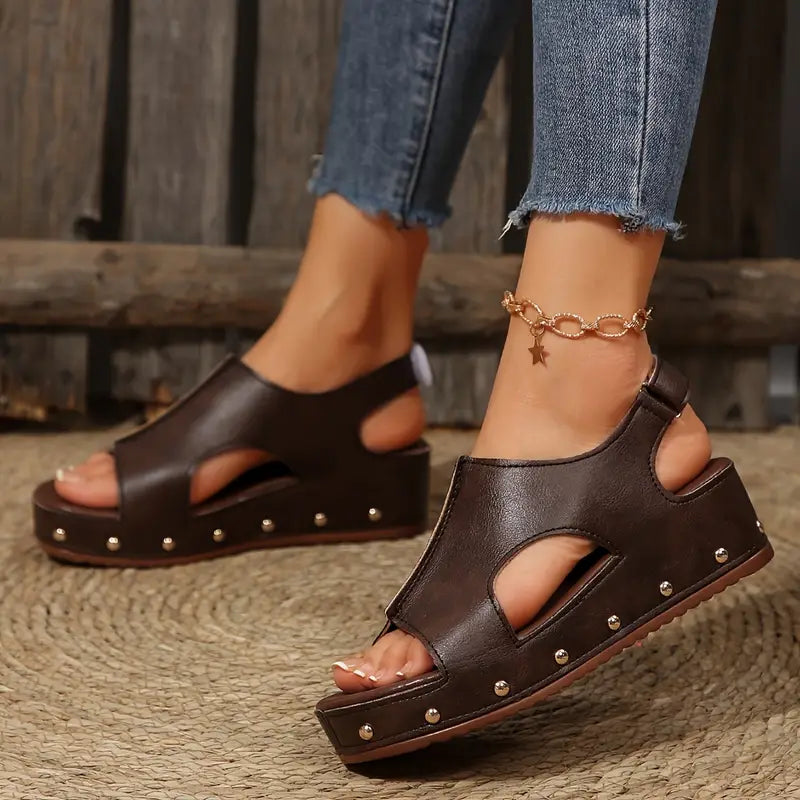 Women's Handmade Comfortable Leather Summer Wedge Sandals