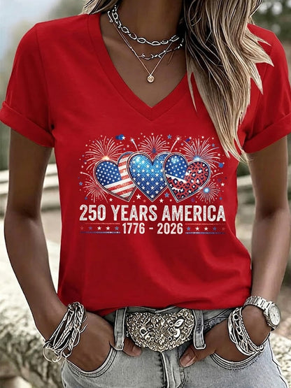 Women's Independence Day Casual Printed T-Shirt
