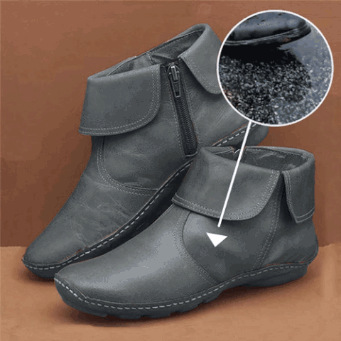 Women Hemmed Zip Casual Plain Round Toe Short Boots With Flat Heel