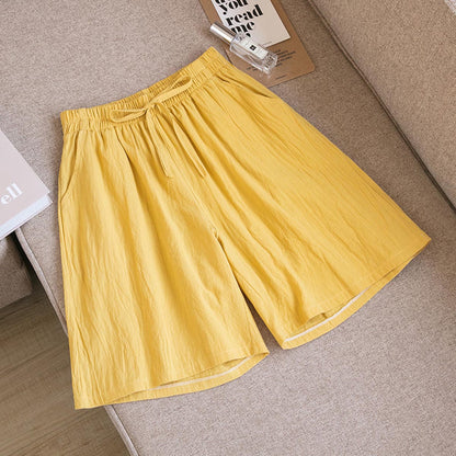 Women's Solid Color Casual Loose Cotton Shorts