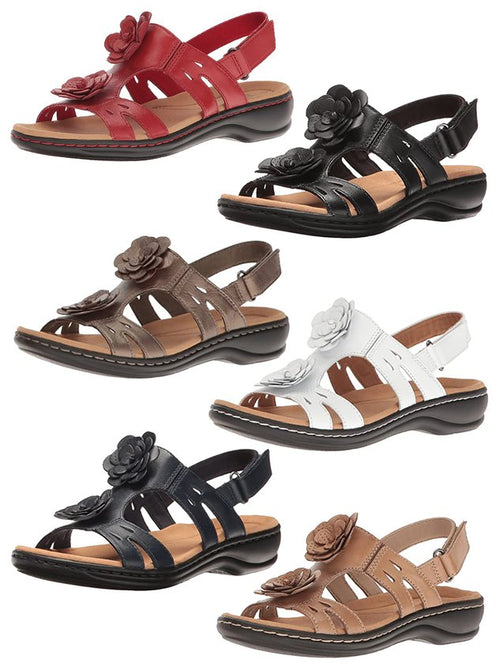 3D Floral Hollow Breathable Casual Velcro Sandals