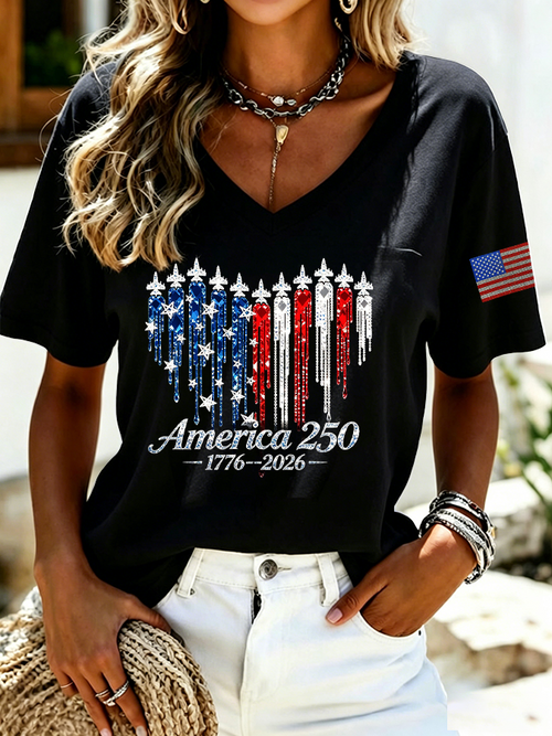 Women's Casual 250th Anniversary Independence Day Printed T-shirt