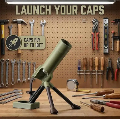 Beer Bottle Mortar Opener, Pop-Up Beer Opener, Tactical Cap Launcher, Hands-Free Press Button, Men's Exclusive, Bar and Desk Decor