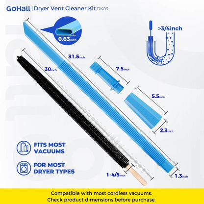 Dryer Vent Cleaner Kit 2 Pieces Vacuum Hose Attachment Lint Brush Universal Quick Lint Remover Deep Cleaning Improve Dryer Efficiency Lower Electric Bills fathersdaygift