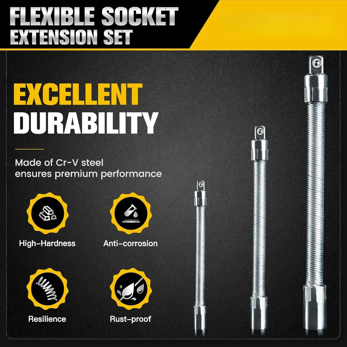 1/2 Inch 35cm Multifunctional Socket Wrench Set - 3 Bendable Shafts, Wrench Extender, Connecting Rod - Work Tools, Cars Accessories, Car Stuff, Field Mechanic Tools for Home Use,father'sdaygifts