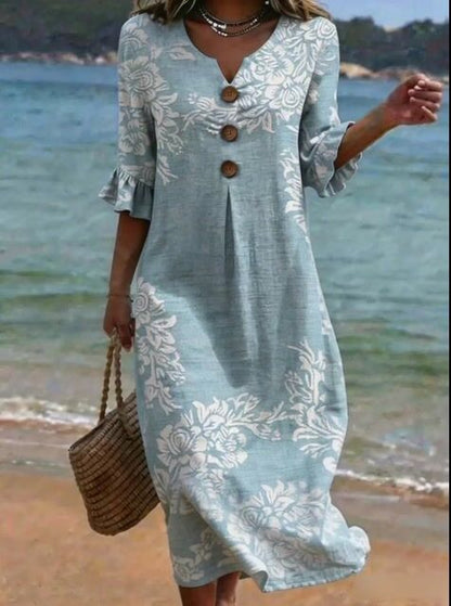 Women's Casual V-Neck Printed Dress