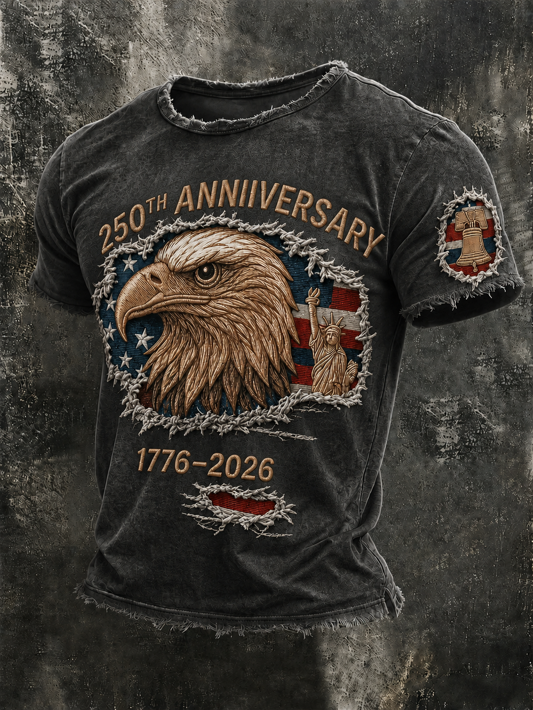 Men'S Vintage American Independence Day Printed T-Shirt