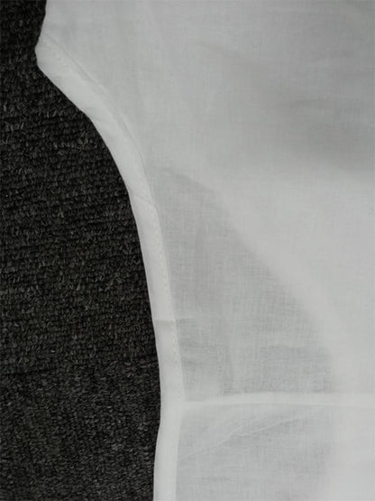 Polyester Cotton Double-Layer Color-Block Slit Short-Sleeved Round Neck Dress