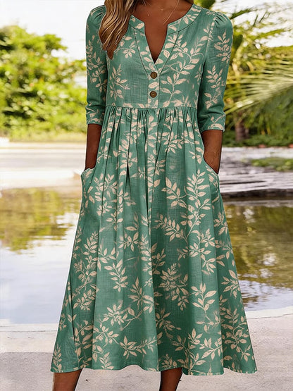 Women's Casual V-Neck Printed Dress
