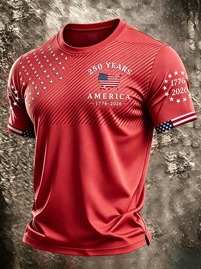 Men's Patriotic American Flag Print T-shirt