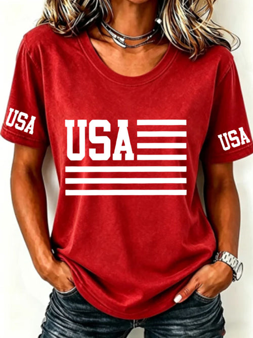 Women'S USA Printed T-Shirt