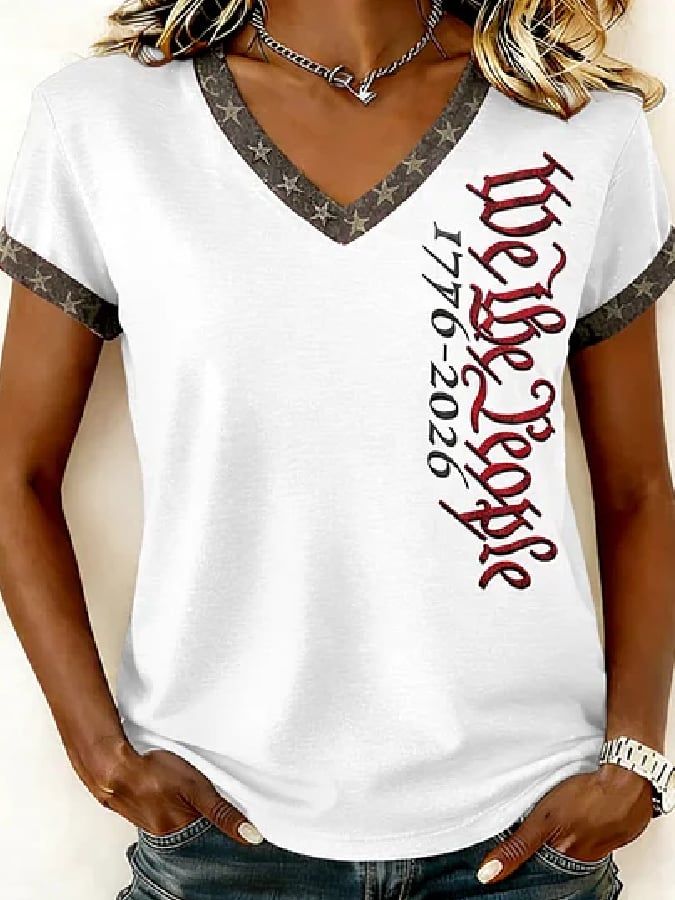 Women's Casual American 250th Anniversary Print T-shirt