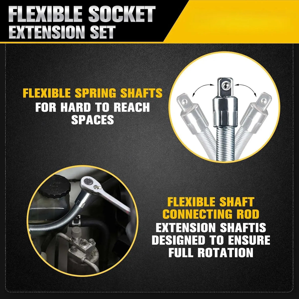 1/2 Inch 35cm Multifunctional Socket Wrench Set - 3 Bendable Shafts, Wrench Extender, Connecting Rod - Work Tools, Cars Accessories, Car Stuff, Field Mechanic Tools for Home Use,father'sdaygifts