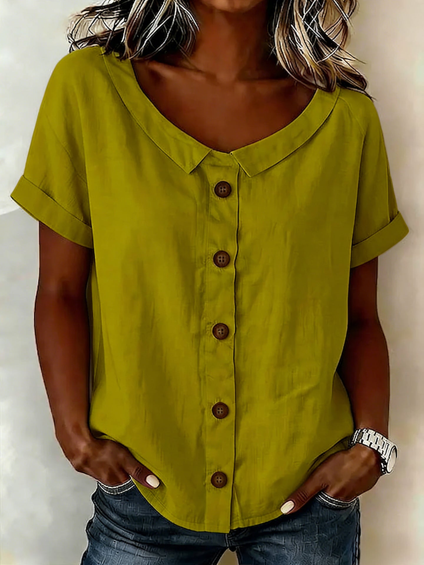 🔥Women's Round-neck Short-sleeve Casual Loose Cotton-linen Tops