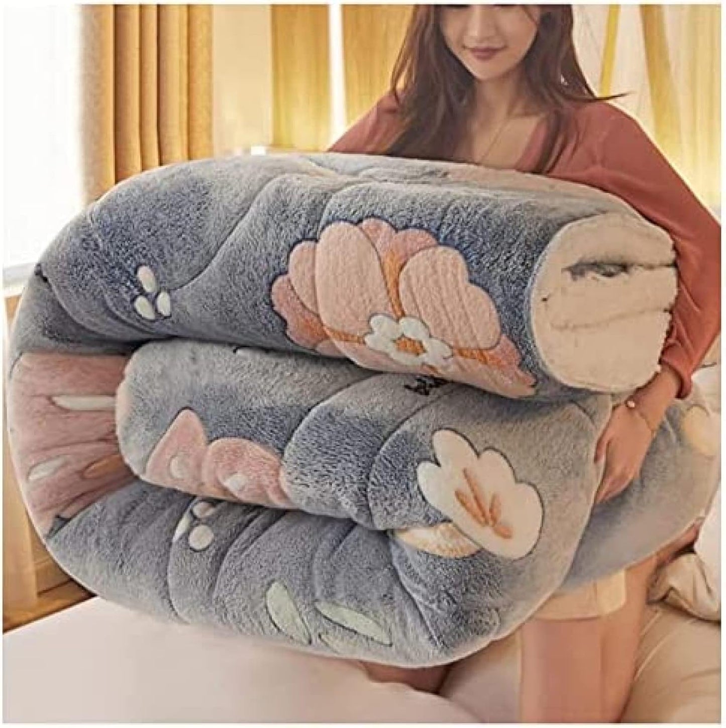 Thick warm cashmere blanket bedding hollow fiber down quilt