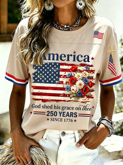 Women's 250th Anniversary Print V-Neck Top