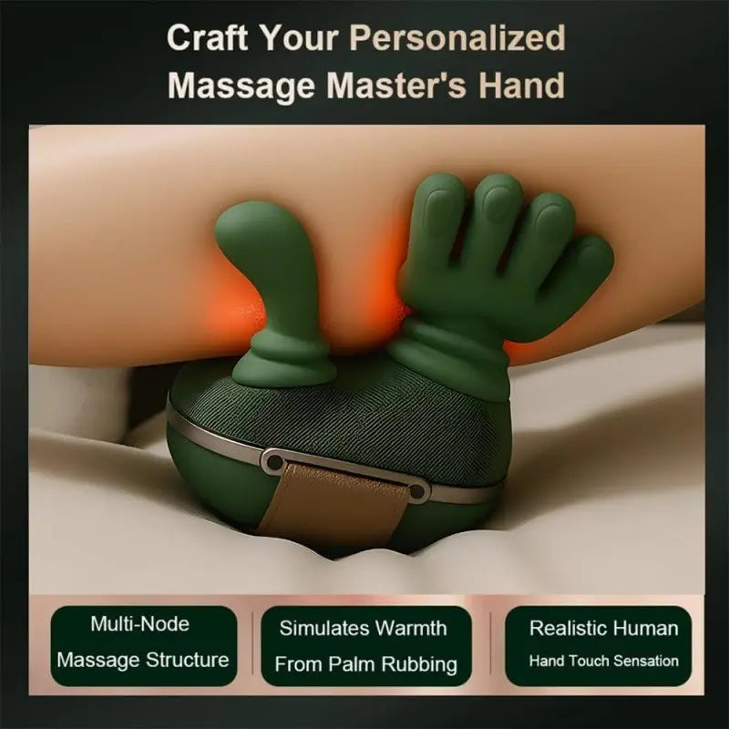 Bionic hand heating massage device, used for deep tissue pain relief, wireless portable electric finger pressure 4D kneading massage, simulates human hand, suitable for neck/shoulder/leg massage, ideal for home massage, Usb rechargeable massagers
