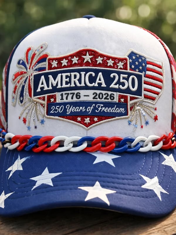 Unisex Casual Hat With American 250th Anniversary Commemorative Print.