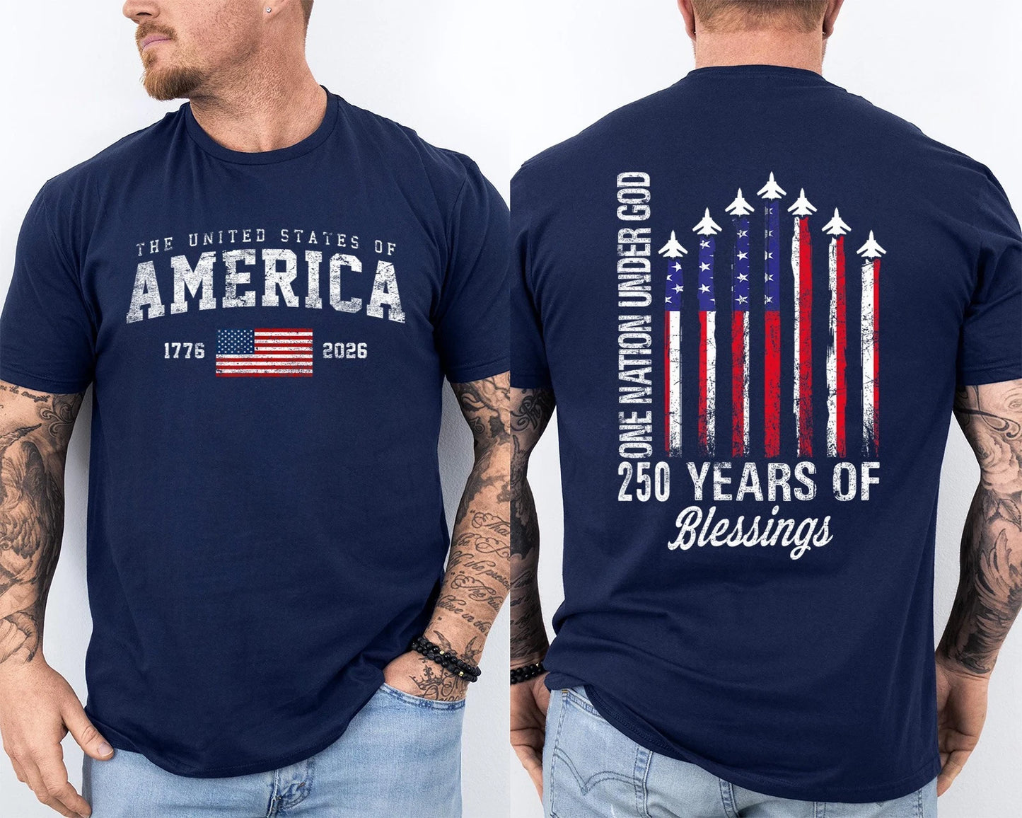 Men'S Casual American 1776-2026 Anniversary Printed Short Sleeved T-Shirt