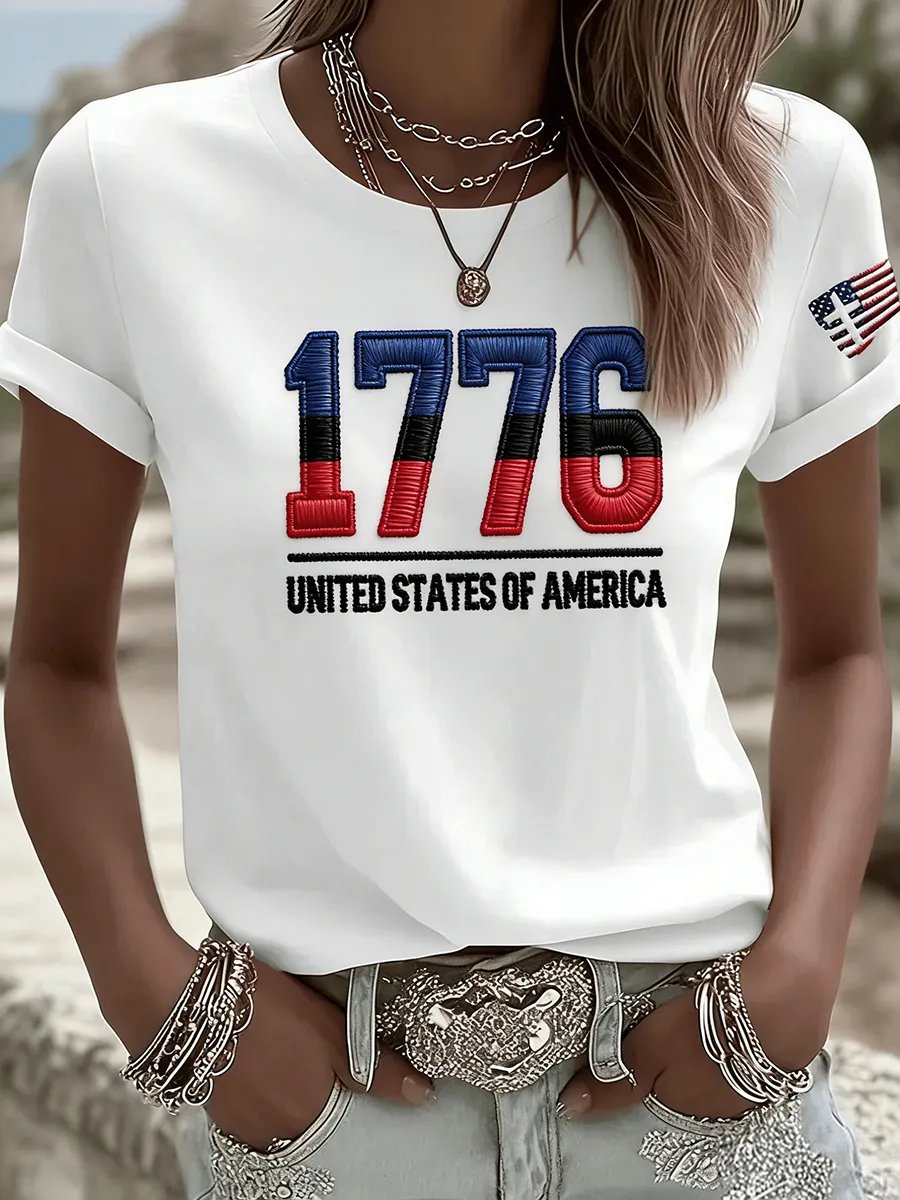 Women's USA 250 Print Round Neck T-shirt