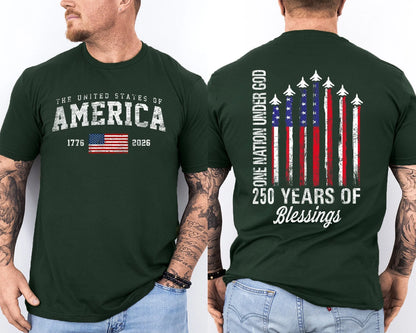 Men'S Casual American 1776-2026 Anniversary Printed Short Sleeved T-Shirt